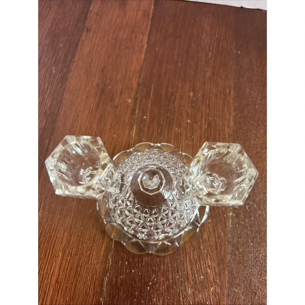 Laced‎ Edge Clear by Imperial Glass Ohio Double Light Candle Stick